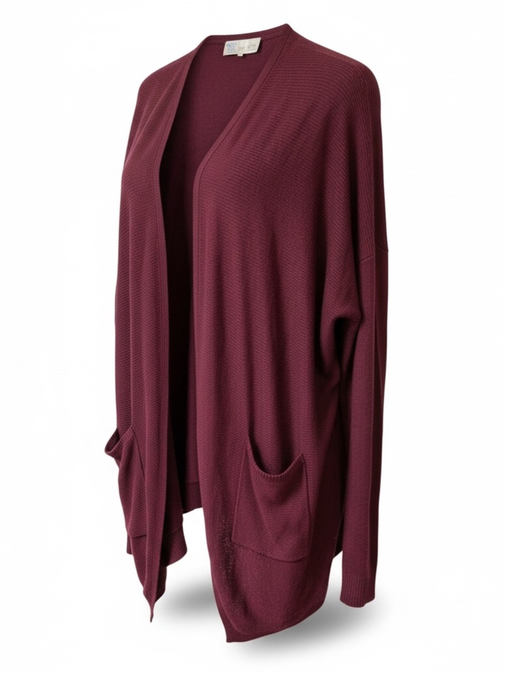 Time and Tru Burgundy Open-Front Cardigan